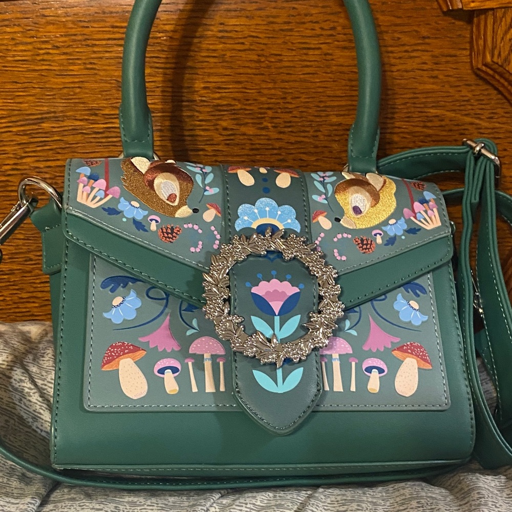 Disney Loungefly Bambi Floral Green Handbag